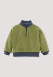 hessnatur Baby Softfleece Troyer aus Bio-Baumwolle - grün - Größe 98/104