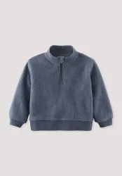 hessnatur Baby Softfleece Troyer aus Bio-Baumwolle - blau - Größe 74/80