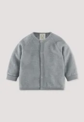 hessnatur Baby Wollfrottee Jacke aus Bio-Merinowolle - blau - Größe 50/56
