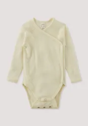 hessnatur Baby Langarm-Wickelbody Slim aus Bio-Merinowolle mit Seide - natur - Größe 62/68