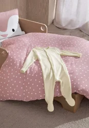 hessnatur Baby Schlafoverall aus Bio-Merinowolle mit Seide - natur - Größe 50/56