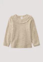 hessnatur Baby Langarmshirt Pointelle aus Bio-Merinowolle - beige - Größe 98/104