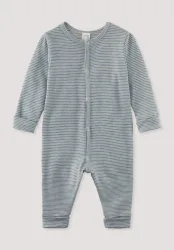 hessnatur Baby Schlafoverall aus Bio-Merinowolle mit Seide - blau - Größe 74/80