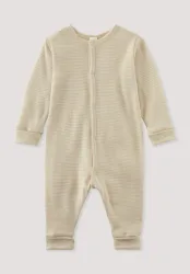 hessnatur Baby Schlafoverall aus Bio-Merinowolle mit Seide - beige - Größe 98/104