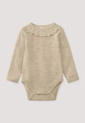 hessnatur Baby Langarmbody Pointelle aus Bio-Merinowolle - beige - Größe 98/104