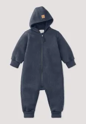 hessnatur Baby Walkoverall aus Bio-Merinowolle - blau - Größe 50/56