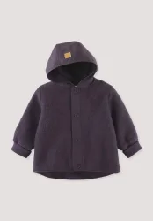 hessnatur Baby Wollfleece-Jacke mit Patch aus Bio-Merinowolle - lila - Größe 62/68