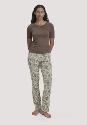 hessnatur Damen Schlafhose PURE COTTON aus Bio-Baumwolle - beige - Größe 42