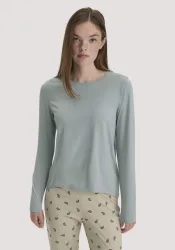 hessnatur Damen Schlaf Longsleeve PURE FLOW aus TENCEL? Modal - blau - Größe 44