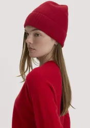 hessnatur Damen Mütze BETTER RECYCLING aus Cashmere - rot GrösseOne Size