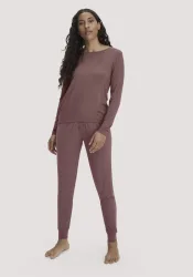 hessnatur Damen Pyjama PURE FLOW aus TENCEL? Modal - braun - Größe 46