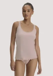 hessnatur Damen Tanktop COTTON FEEL LACE aus Bio-Baumwolle - rosa - Größe 38