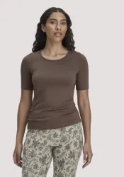 hessnatur Damen T-Shirt PURE FLOW aus TENCEL? Modal - braun - Größe 34