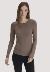 hessnatur Damen Longsleeve PURE FLOW aus TENCEL? Modal - braun - Größe 48