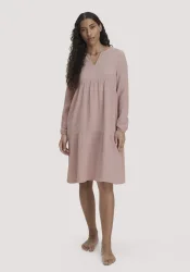 hessnatur Damen Musselin Nachthemd Relaxed PURE COMFORT aus Bio-Baumwolle - rosa - Größe 36
