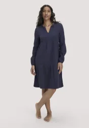 hessnatur Damen Musselin Nachthemd Relaxed PURE COMFORT aus Bio-Baumwolle - blau - Größe 48