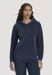 hessnatur Damen Frottee Hoodie PURE COTTON aus Bio-Baumwolle - blau - Größe 34