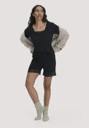 hessnatur Damen Schlafshorts PURE SENSE LACE aus TENCEL? Modal - schwarz - Größe 36