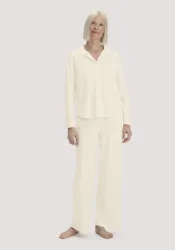 hessnatur Damen Pyjama PURE NATURE aus Bio-Baumwolle - natur - Größe 38