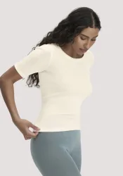 hessnatur Damen T-Shirt PURE FUNCTION aus Bio-Merinowolle mit Seide - natur - Größe 46