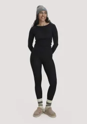 hessnatur Damen Longsleeve PURE FUNCTION aus Bio-Merinowolle mit Seide - schwarz - Größe 34