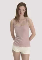 hessnatur Damen Spaghetti Top Pointelle aus Bio-Merinowolle - rosa - Größe 38