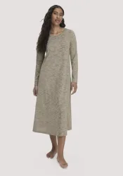 hessnatur Damen Slub Nachthemd Regular aus TENCEL? Modal mit Bio-Baumwolle - braun - Größe 36