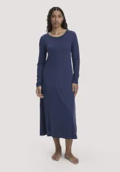 hessnatur Damen Slub Nachthemd Regular aus TENCEL? Modal mit Bio-Baumwolle - blau - Größe 44