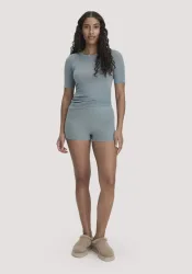 hessnatur Damen Panty PURE FUNCTION aus Bio-Merinowolle mit Seide - blau - Größe 38