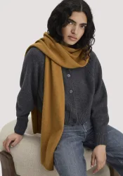 hessnatur Damen Strick Schal aus Bio-Merinowolle mit Bio-Baumwolle - orange Grösse35x210 cm