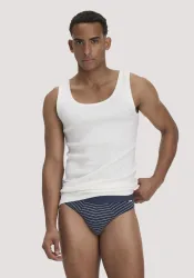 hessnatur Herren Slip Regular Cut im 3er-Pack COTTON MIX aus Bio-Baumwolle - blau - Größe 5 = M
