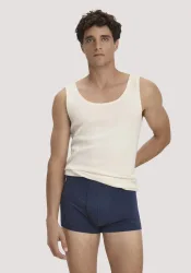 hessnatur Herren Pants Regular Cut im 3er-Pack COTTON MIX aus Bio-Baumwolle - blau - Größe 4 = S