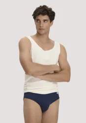 hessnatur Herren Slip Regular Cut im 2er-Pack PURE NATURE aus Bio-Baumwolle - blau - Größe 6 = L