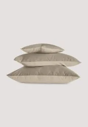 hessnatur Satin Wende-Kissenbezug aus Bio-Baumwolle - beige - Größe 40x80 cm