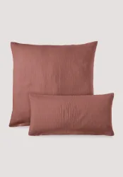 hessnatur Musselin Kissenbezug aus Bio-Baumwolle - rot - Größe 40x80 cm