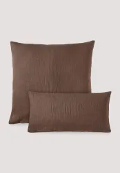 hessnatur Musselin Kissenbezug aus Bio-Baumwolle - braun - Größe 80x80 cm