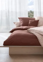 hessnatur Perkal Bettwäsche-Set aus Bio-Baumwolle - braun - Größe 155x220 / 40x80 cm