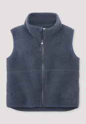 hessnatur Kinder Wollfleece Weste aus Bio-Merinowolle - blau - Größe 110/116