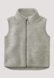 hessnatur Kinder Wollfleece Weste aus Bio-Merinowolle - grau - Größe 110/116
