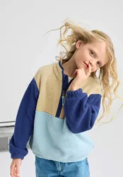 hessnatur Kinder Fleece Sweatshirt aus Bio-Baumwolle - blau - Größe 134/140
