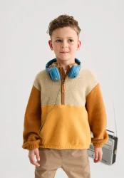 hessnatur Kinder Fleece Sweatshirt aus Bio-Baumwolle - orange - Größe 134/140