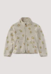 hessnatur Kinder Fleece Jacke aus Bio-Baumwolle - beige - Größe 122/128