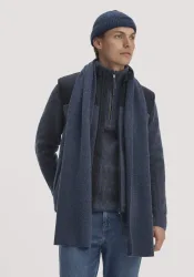 hessnatur Strickschal aus Bio-Merinowolle mit recycelter Wolle und Bio-Baumwolle - blau Grösse1size