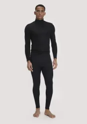 hessnatur Herren Longpants PURE FUNCTION aus Bio-Merinowolle und Seide - schwarz - Größe XXL