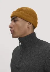 hessnatur Strickmütze aus Bio-Merinowolle mit recycelter Wolle und Bio-Baumwolle - orange Grösse1size