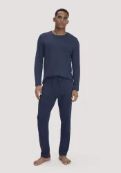 hessnatur Herren Schlafhose PURE COTTON aus Bio-Baumwolle - blau - Größe S
