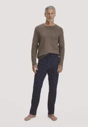 hessnatur Herren Schlafhose PURE COTTON aus Bio-Baumwolle - blau - Größe L