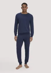 hessnatur Herren Pyjama PURE COTTON aus Bio-Baumwolle - blau - Größe S