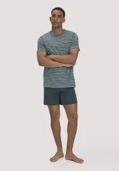 hessnatur Herren Pyjama PURE COTTON aus Bio-Baumwolle - blau - Größe M