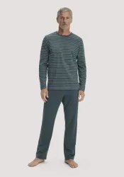 hessnatur Herren Pyjama PURE COTTON aus Bio-Baumwolle - blau - Größe M